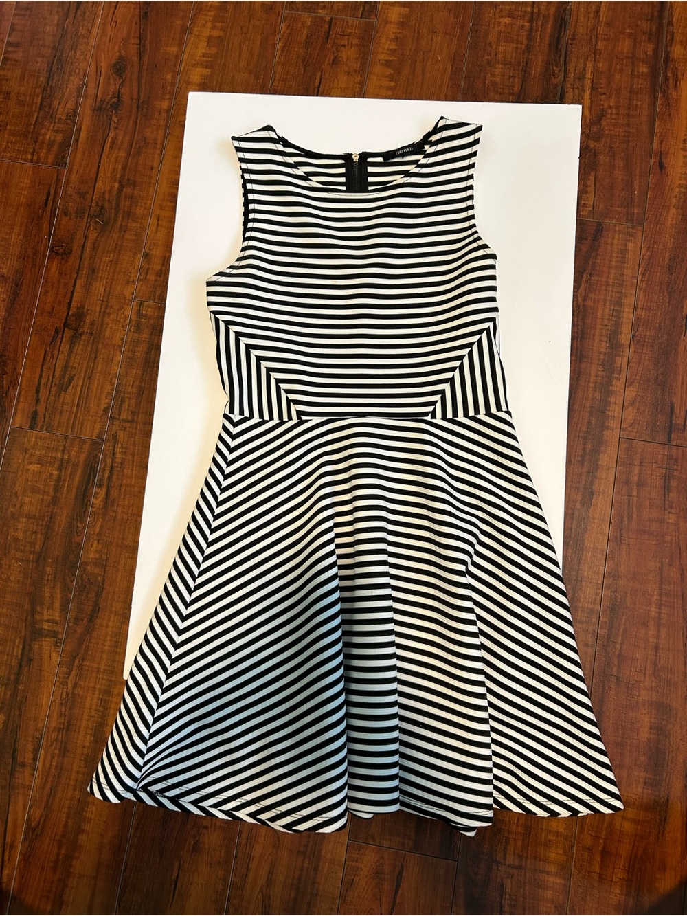 Forever 21 Black and White Striped Fit-and-Flare Mini Dress